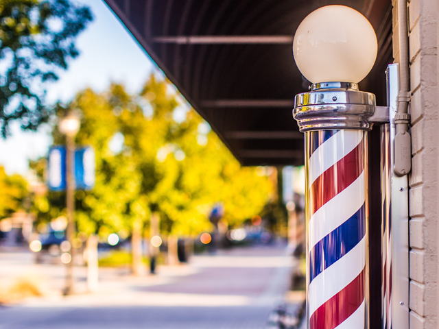 Jr's Barbering shopfront on Cooper Rd, Kelowna